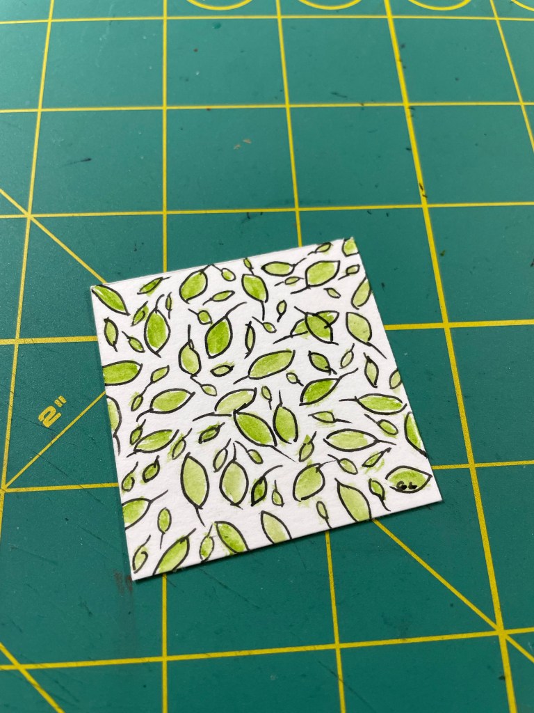 Tiny Art, Inchie, Leaves, Pen and Ink, 2x2 Inch Art, Design, Green, Pattern